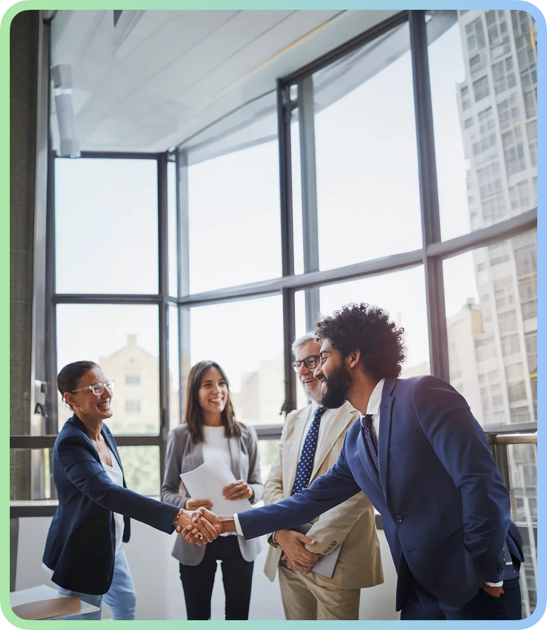Business professionals shaking hands